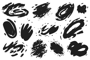 Brush Ink Paint Abstract Silhouettes Set