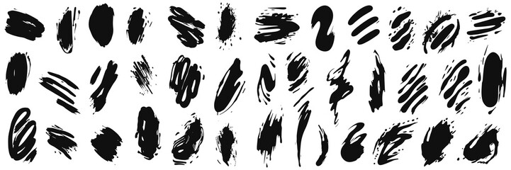 Brush Ink Paint Abstract Silhouettes Set