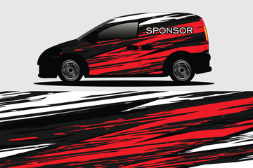 black and red base colorVan wrapper design. Wrap, sticker, and decal design in vector format	 - obrazy, fototapety, plakaty