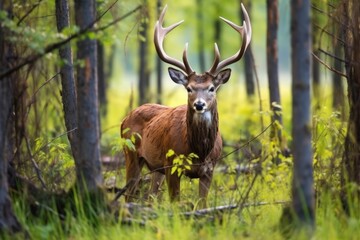 male deer locking horns over territory