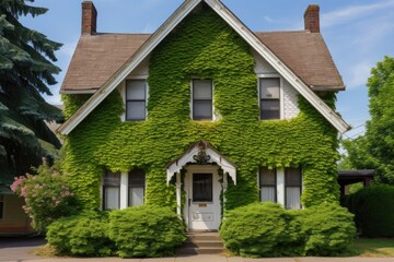 Fototapeta na wymiar ivy growth on tudor house exterior