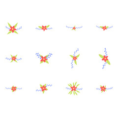 Floral icon set. Botanical vector