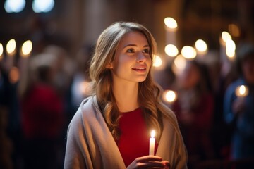 Festive Portrait of a Devoted Choir Member with Candle in Hand Celebrating Christmas through Song