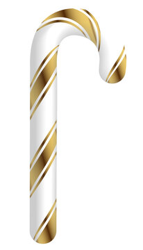 Realistic New Year's lollipop with gold stripes. Vector illustration.