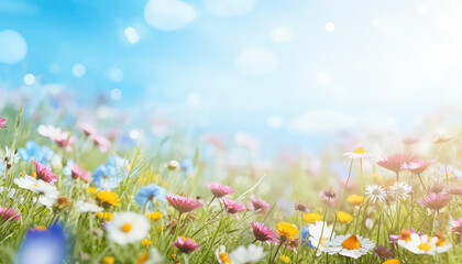 Obraz na płótnie Canvas Summer field with blue sky ,spring concept