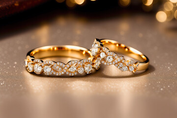 A beautiful wedding ring. Eternal Love. The Journey of Wedding Rings. Generative AI - obrazy, fototapety, plakaty