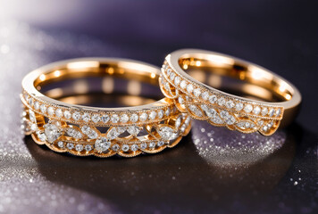 A beautiful wedding ring. Eternal Love. The Journey of Wedding Rings. Generative AI - obrazy, fototapety, plakaty