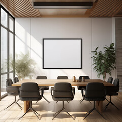 canvas template mockup in an office meeting room