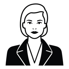 Business Woman In A Suit Flat Icon Isolated On White Background