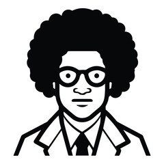Afro Businessman In Glasses Flat Icon Isolated On White Background