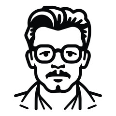 Man In Glasses Flat Icon Isolated On White Background