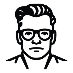 Man In Glasses Flat Icon Isolated On White Background