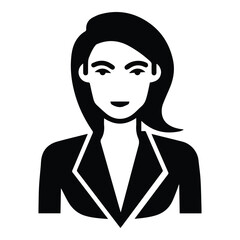 Business Woman In A Suit Flat Icon Isolated On White Background