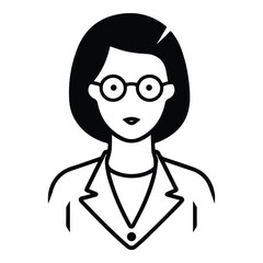 Businesswoman In Glasses Flat Icon Isolated On White Background