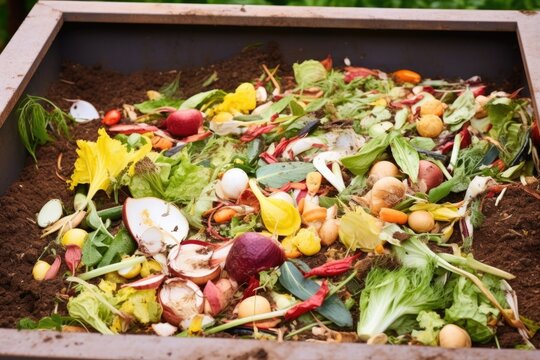 compost pit filled with kitchen food scraps