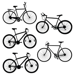 Bicycle or Cycle Black Vector Silhouettes