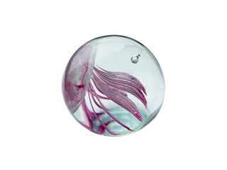 pink jellyfish in a glass ball