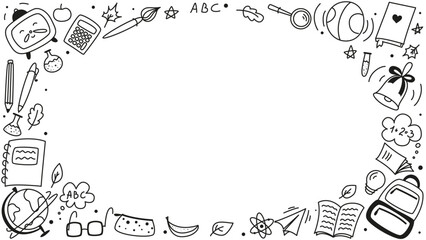 Background for school, school theme, school doodles, inscription in a notebook, training, lessons, time for training, Set of school tools, set of education icons, back to school	