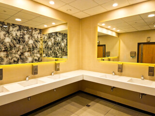 modern interior design in public toilet. public bathroom