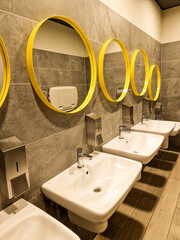 modern interior design in public toilet. public bathroom