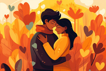 National Hugging Day. Two characters sharing a warm embrace