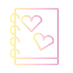 Diary Book Love Gradient Outline Icon