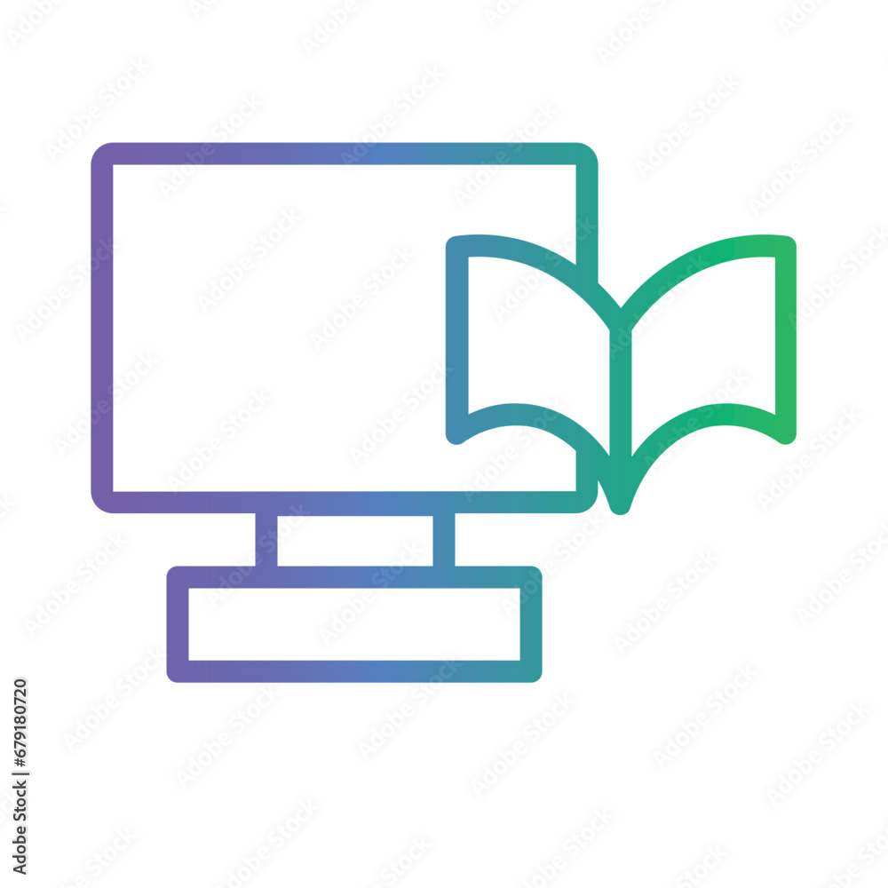 Poster notebook computer mouse gradient outline icon