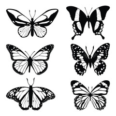 monochrome Butterfly Silhouettes Vector