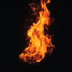 Fototapeta premium Isolated fire flame on black background