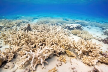 Naklejka na ściany i meble bleached coral pieces on sandy ocean floor