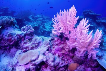 Fototapeta na wymiar bleached coral under ultraviolet light