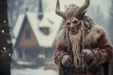 Fotobehang Krampus, Christmas devil folklore character © Yulia Furman