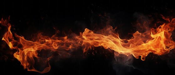 Fototapeta na wymiar Isolated fire flame on black background