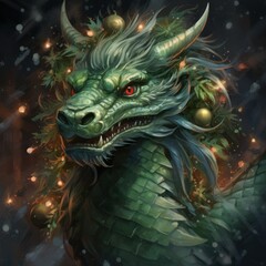 Green dragon, zodiac symbol of New Year