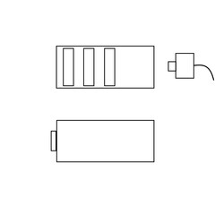 battery contour , charging, on a white background