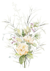 Watercolor floral branch elements