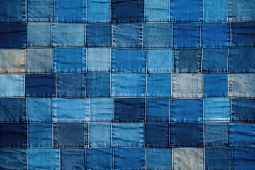 Fotobehang denim fabric patch stitched on denim © Alfazet Chronicles
