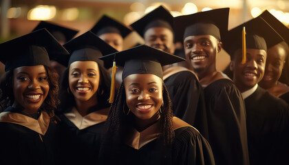Group of happy university graduate students , black history month - Powered by Adobe