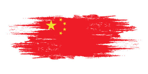 China brush flag, China flag brush watercolor flag design element