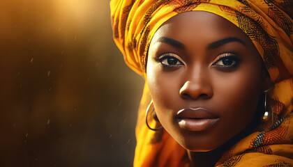 Naklejka na ściany i meble Woman in a colorful turban , black history month