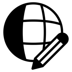earth with pencil udaltone icon