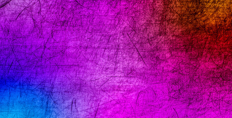 Blue pink red orange grunge background. Texture with large and small grain scratches and damage. Desktop design, website banner. Big, wide, rough colorful, mix, bright distress template, pattern