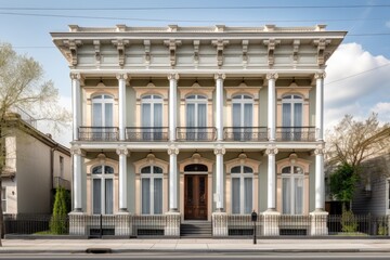 symmetrical shot of a georgian facade with columns