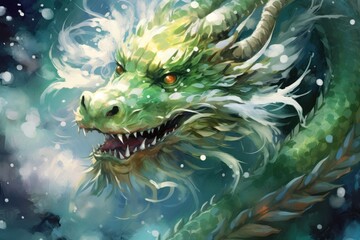 Fototapeta na wymiar Green dragon, zodiac symbol of New Year
