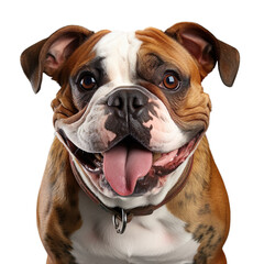 Obraz premium front view close up of Bulldog dog isolated on a white transparent background 