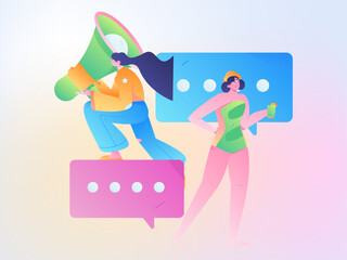 Notification announcement vector creative flat hand drawn illustration
