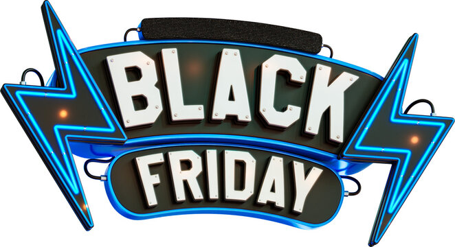Black Friday Sale Banner 3d Render Cutout