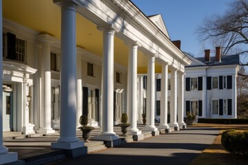ionic columns supporting a grand portico in greek revival style