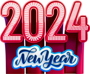 Happy New Year 2024 3d Render Cutout