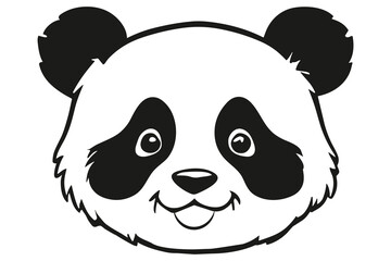 black and white panda head smiling